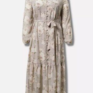 Maxi Chiffon Button Front Dress